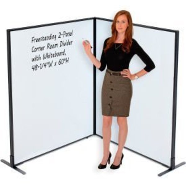 Global Equipment Interion    Freestanding 2-Panel Corner Room Divider with Whiteboard, 48-1/4"W x 60"H 695161B